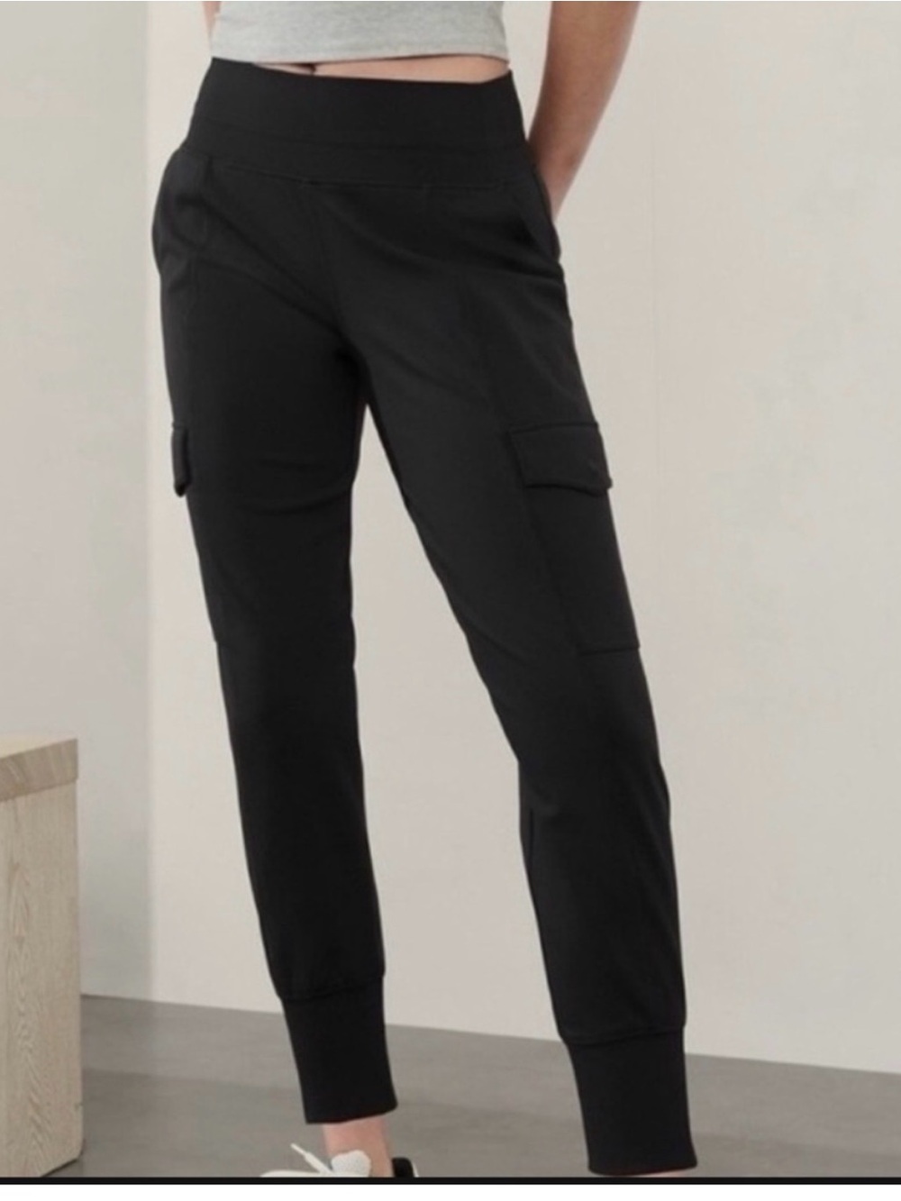 Athleta Black Cargo Jogger Pants with Flap Pockets